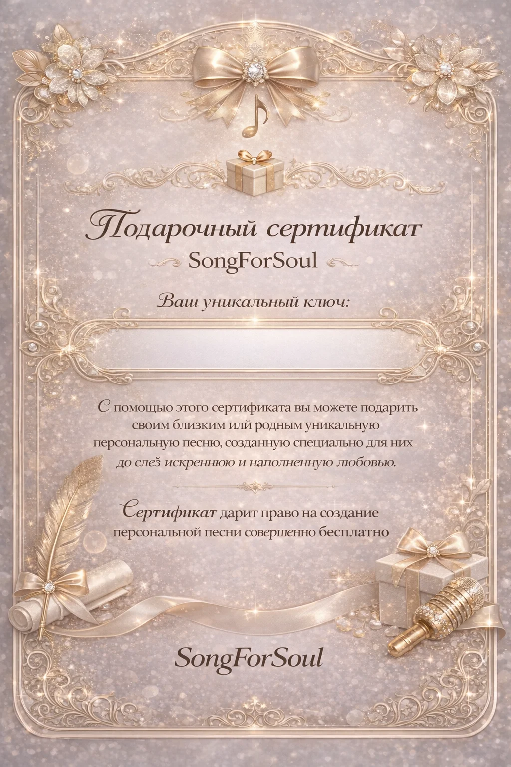Подарочный сертификат SongForSoul